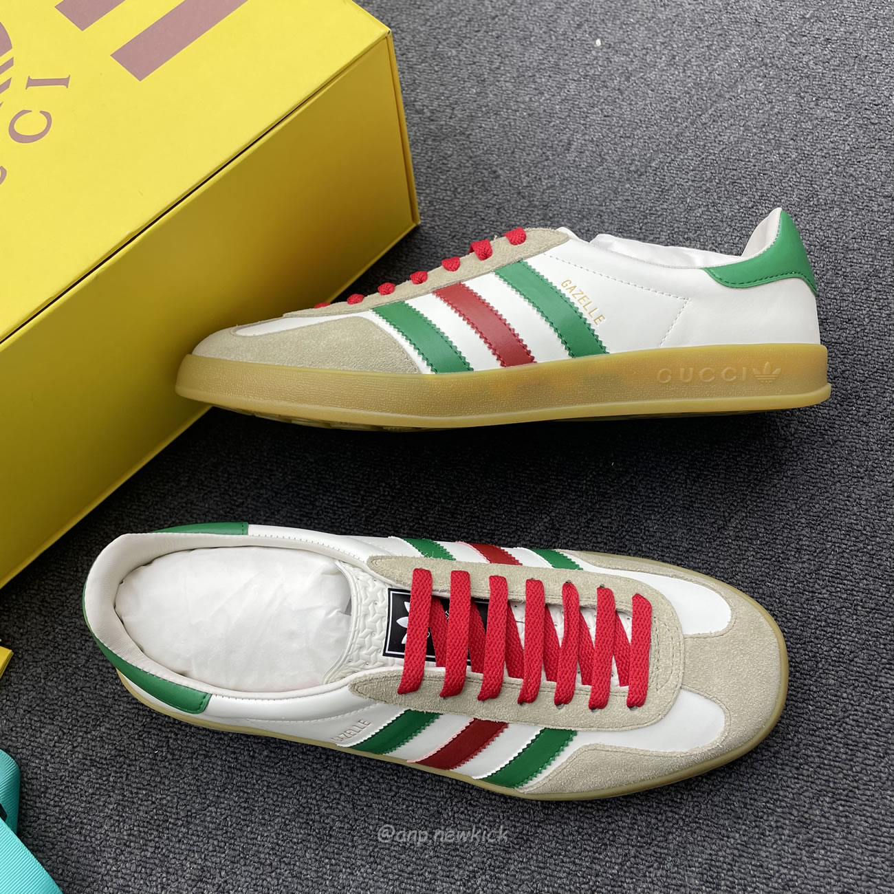 Adidas X Gucci Gazelle White Green Red 726487 Aaa43 9547 (5) - newkick.vip